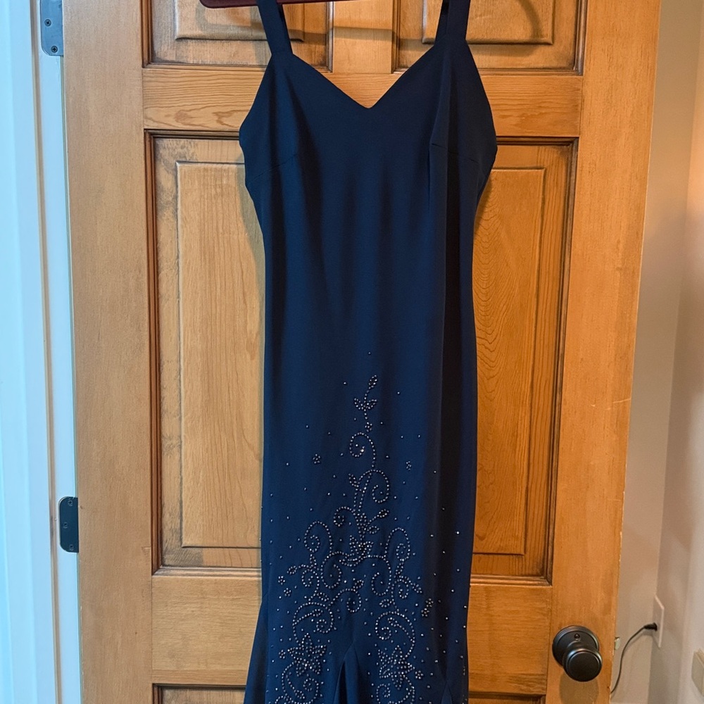 Elegant Navy Beaded Dress